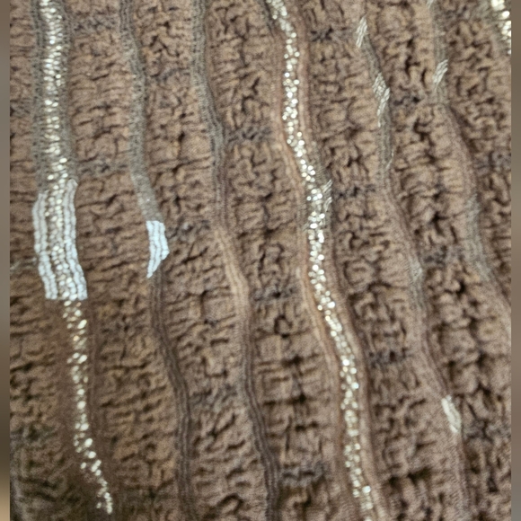 Shein long sleeve brown with silver striped sheer crop top - Picture 5 of 6